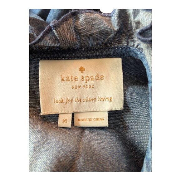Kate Spade ♠️ Embroidered Indigo Chambray Dress | Medium | Rare Style - Picture 5 of 9